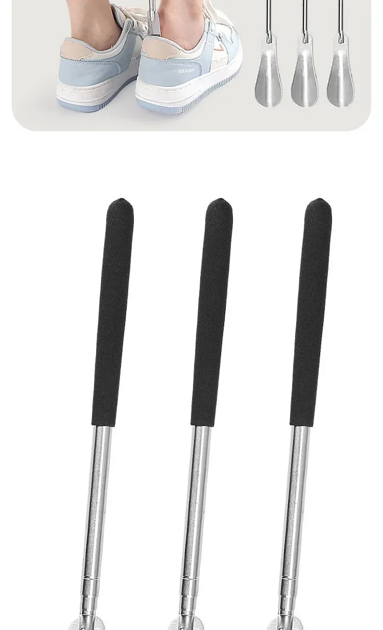 1/2 Stücke Einziehbare Schuhlöffel aus Metall 31 cm-65 cm Schuhlöffel mit langem Griff Schwangere Frau Ältere Schuhlöffel Einziehbarer Schuhspatel – Detail 9