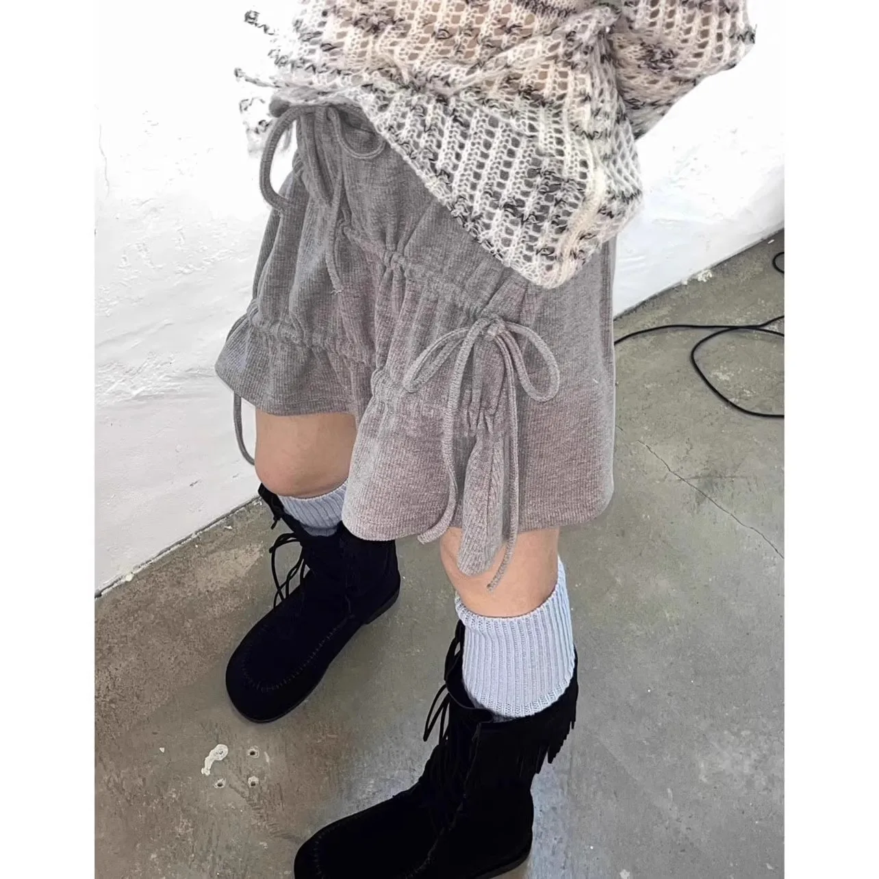 

Street Sle Skirt Women's High Waist Dstring Elastic Waist Asymmetrical Design ort Length Ci Commute Suitable