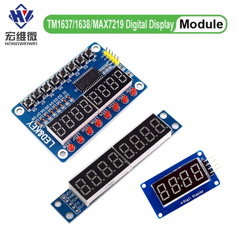 TM1637 4 Bits/TM1638/MAX7219 8 Bit Digital LED Display Module 7 Segment 0.36Inch Clock RED Anode Tube Four Serial Driver