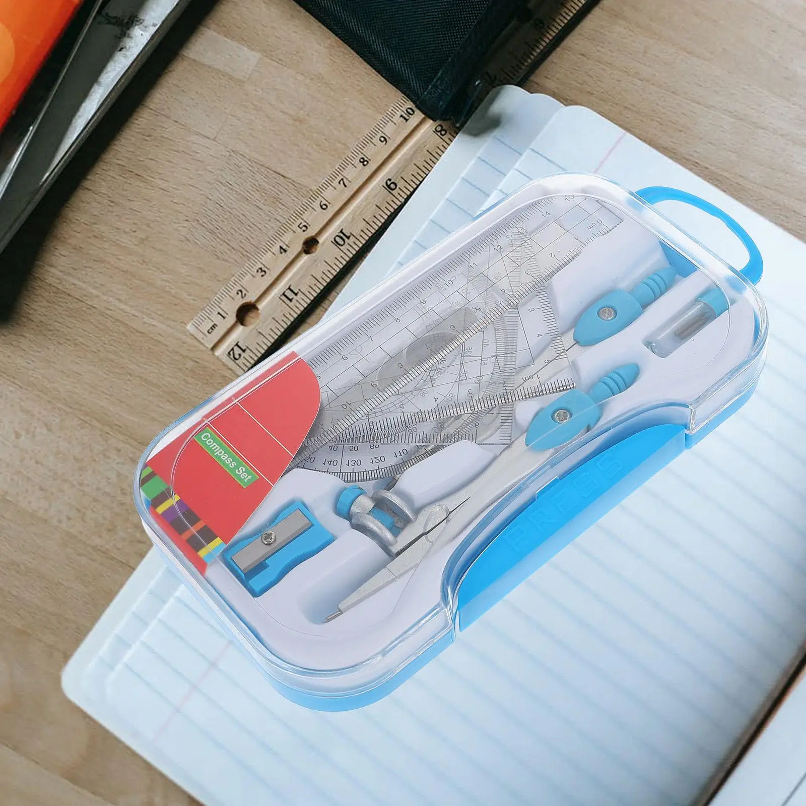 1 set Drafting Tools Set Engineering Drawing Kit Professional Architect Compass Ruler Eraser Students Design Scale Storage Box