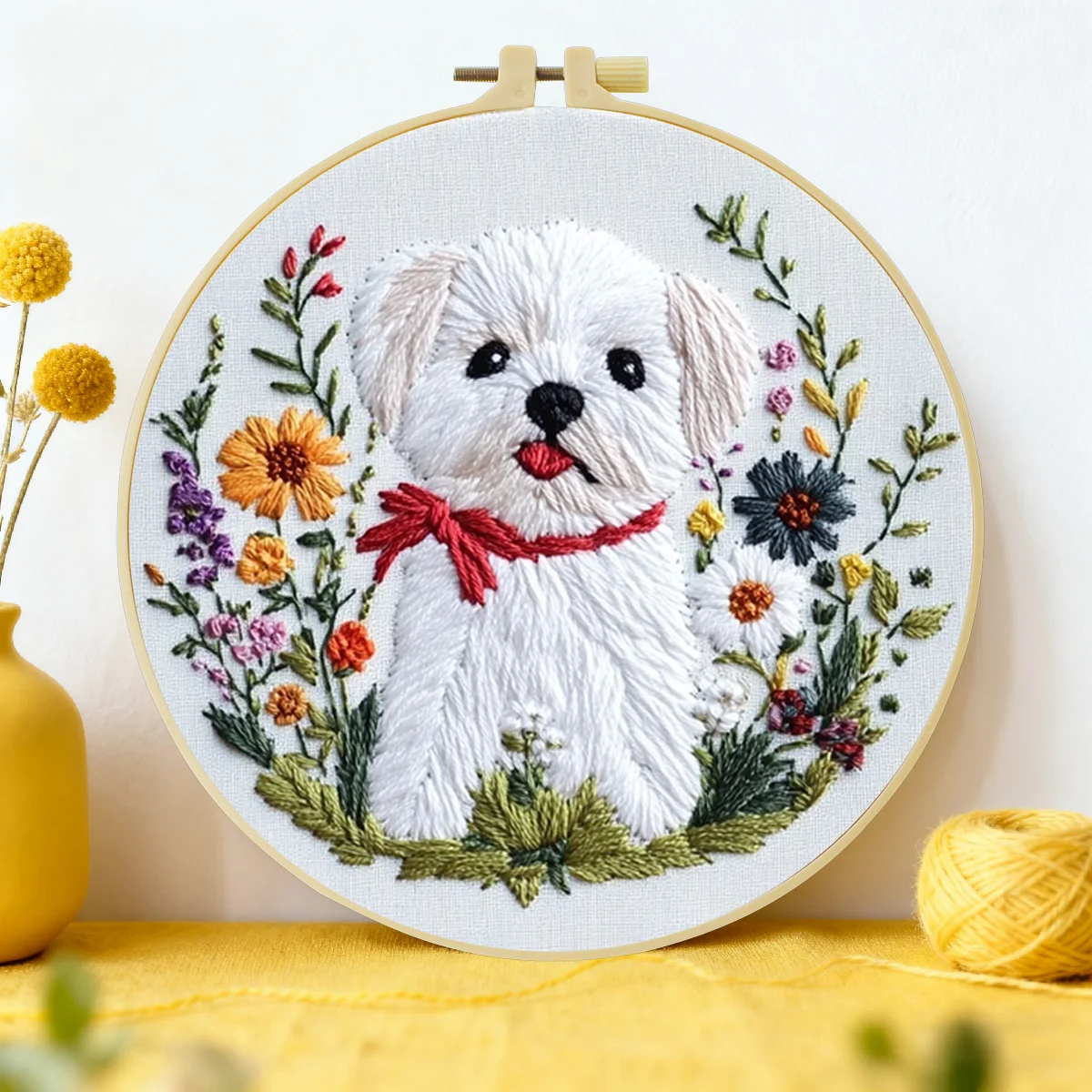 1 Stück 20X20CM/15X15CM 7,87/6,3 Zoll Hundestickerei-Starter-Kit DIY-Kit DIY-Stickerei-Set Handarbeiten Malerei – Detail 1