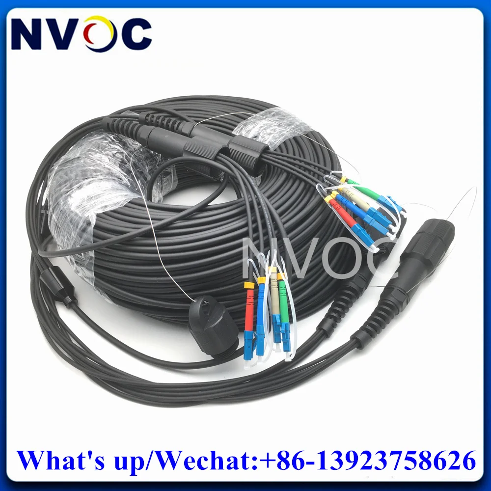 SM,8C,G657A1,LSZH/TPU 25M Black Cable,5.0mm,8Cores 2Pcs PDLC/UPC(4Cores) Fiber Optic Armored Patch Cord Jumper Connector