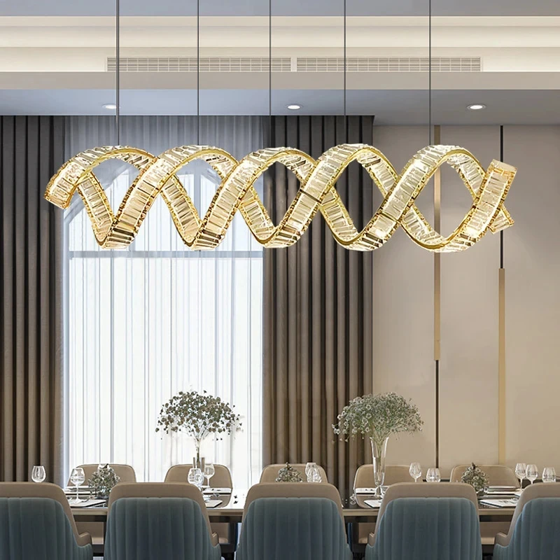 

Luxury restaurant pendant light, modern LED crystal pendant light, creative home decoration spiral pendant light YX460TB