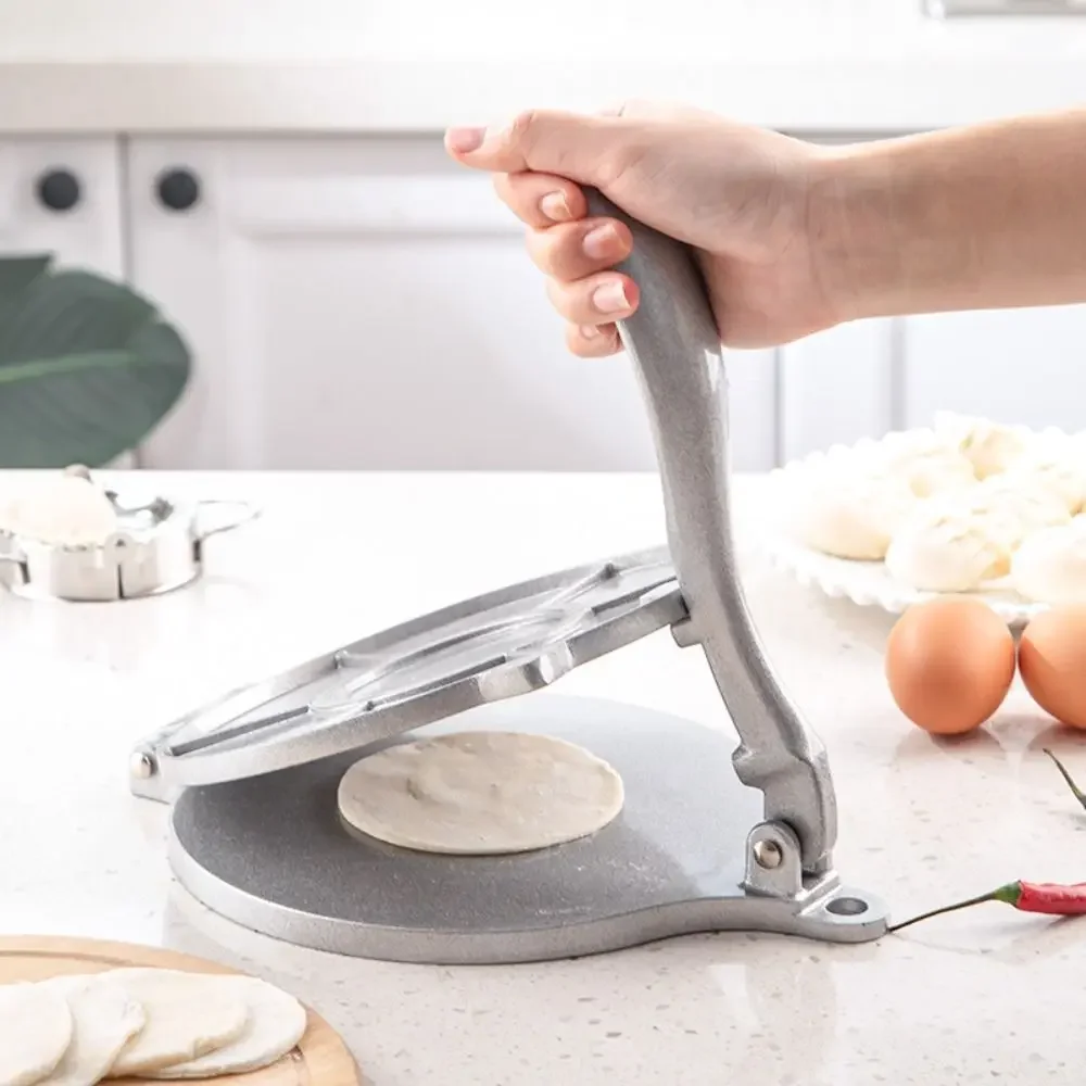 6.3 Inch Pastry Press Maker DIY Manual Aluminium Alloy Corn Tortillas Pressing Tools Long Handle Foldable for Kitchen Cooking