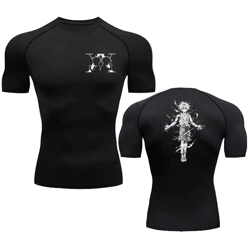 

Men's Compression Shirt Anime HUNTERxHUNTER Print Sport Quick Dry Gym TShirts Fitness Athletic Undershirts Elasticity Tops Tee