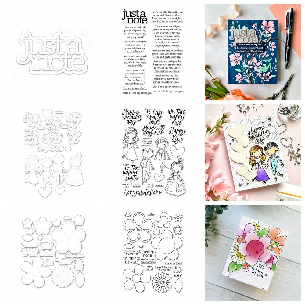

Металлические штампы Sunflower Lover Just Note, прозрачные силиконовые штампы, счастливый день свадьбы, теплые пожелания для изготовления бумажных карточек своими руками