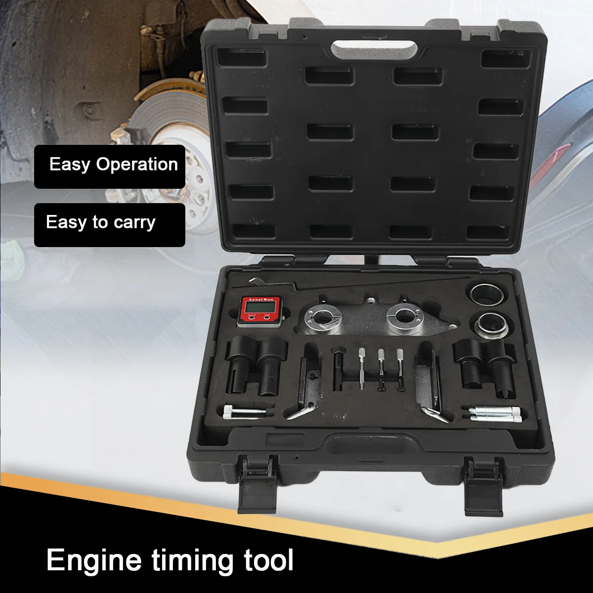 Image of 19-teiliges Motor-Einstellwerkzeug-Set, professionelles Nockenwellen- und Kurbelwellen-Ausrichtungs- und Einstellset für VAG VW Audi Seat Skoda 1,5L TSI Benzinmotoren, Werkstattausrüstung