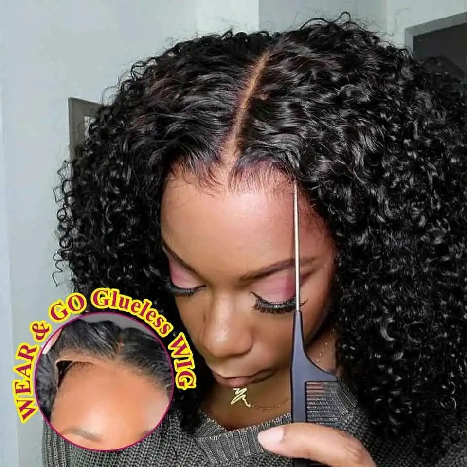 6x4 5x5 Wear and Go Glueless Wigs Human Hair HD Curly Wigs for Women Real No Glue Lace Wig Pre Cut Glueless Wig For Beginners