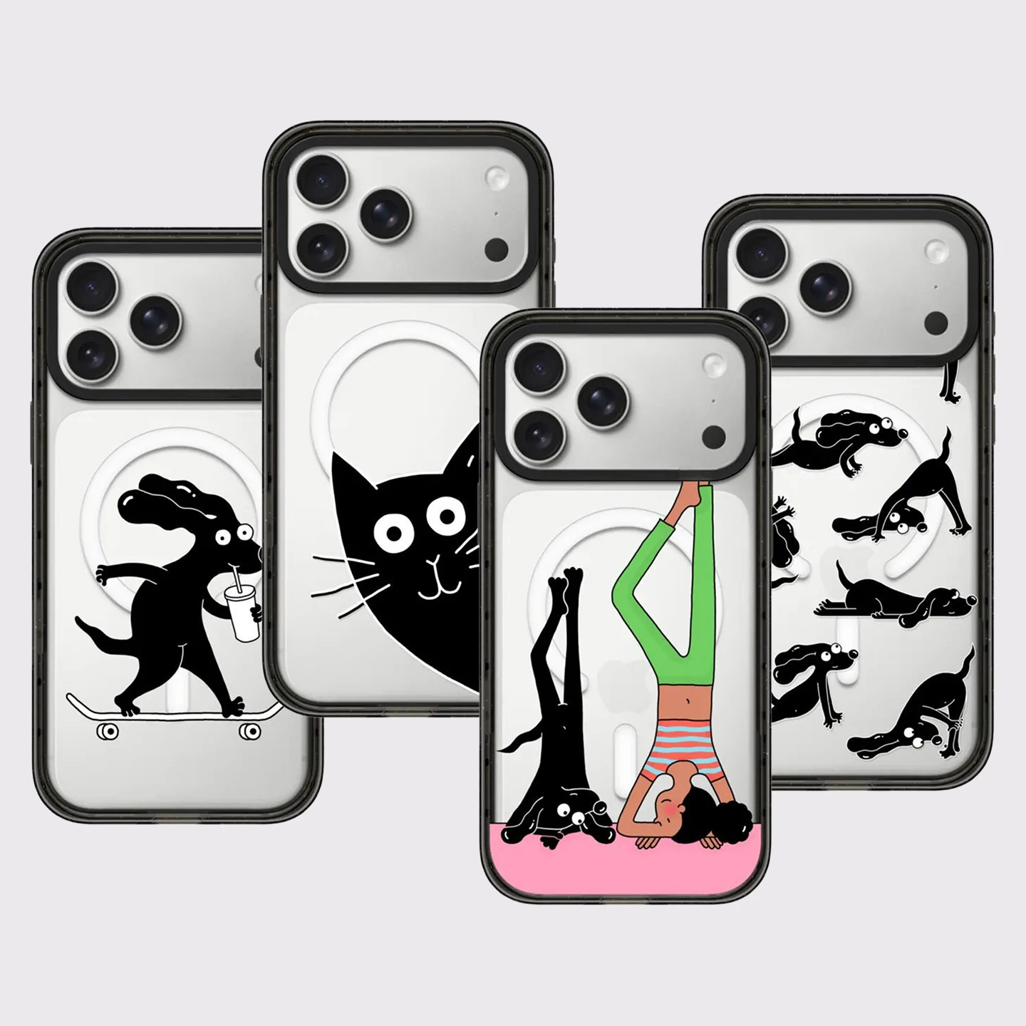 Black Cat / Dog Impact Magnetic Cover for IPhone 12 13 14 15 16 17 Pro Max Case for IPhone 17 Air