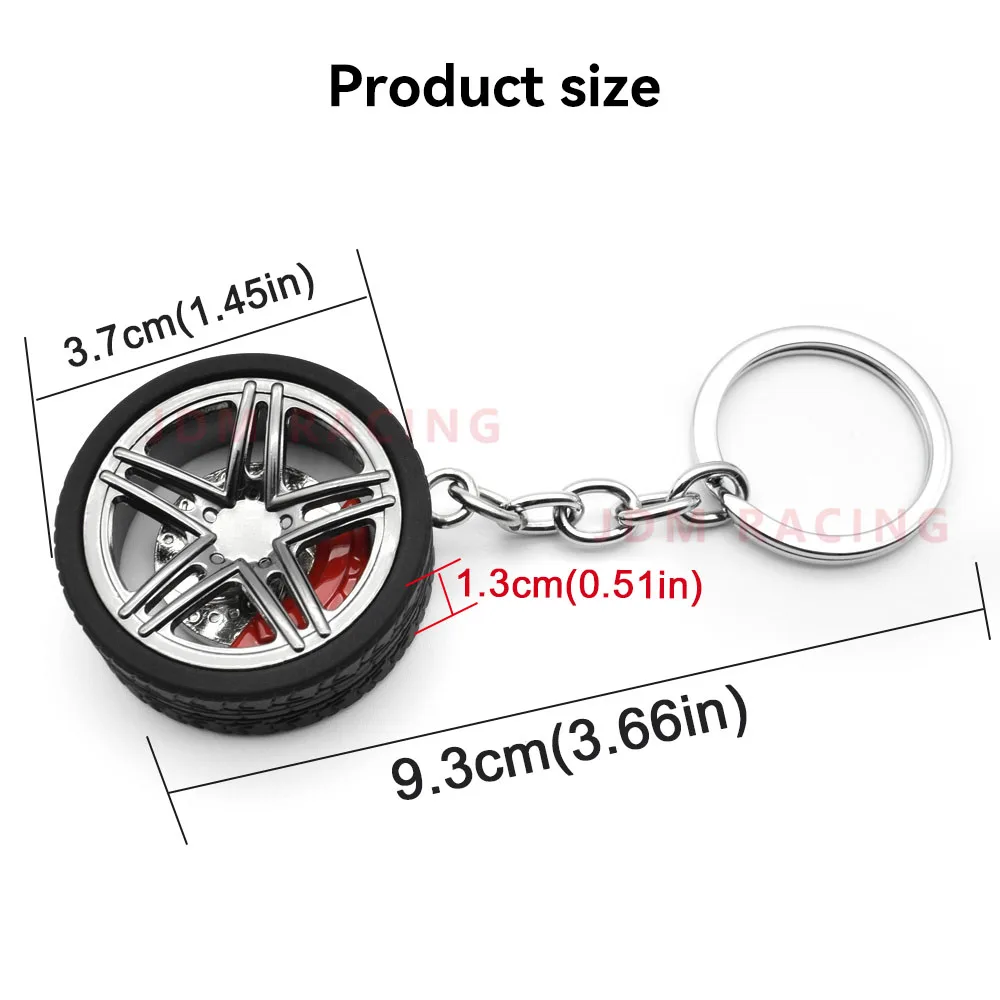 1Pcs Rim Metal Keychain Car Wheel Nos Turbo Keychain Key Ring Metal with Aluminum Brake Discs Keyfob Decorative Accessories