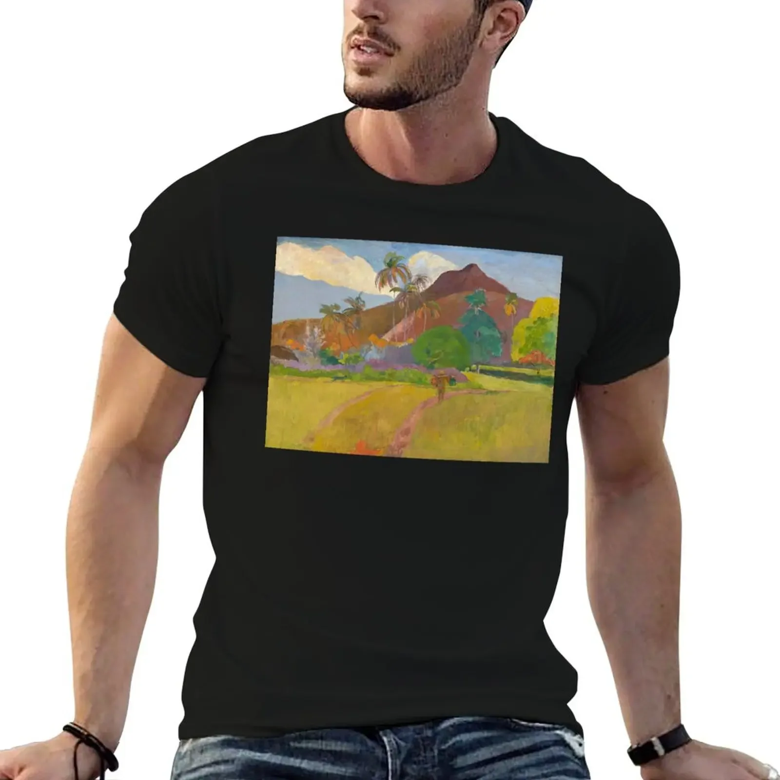 Paul Gauguin Tahitian Landscape T-Shirt anime tshirt man clothes graphic t shirts black t shirts for men