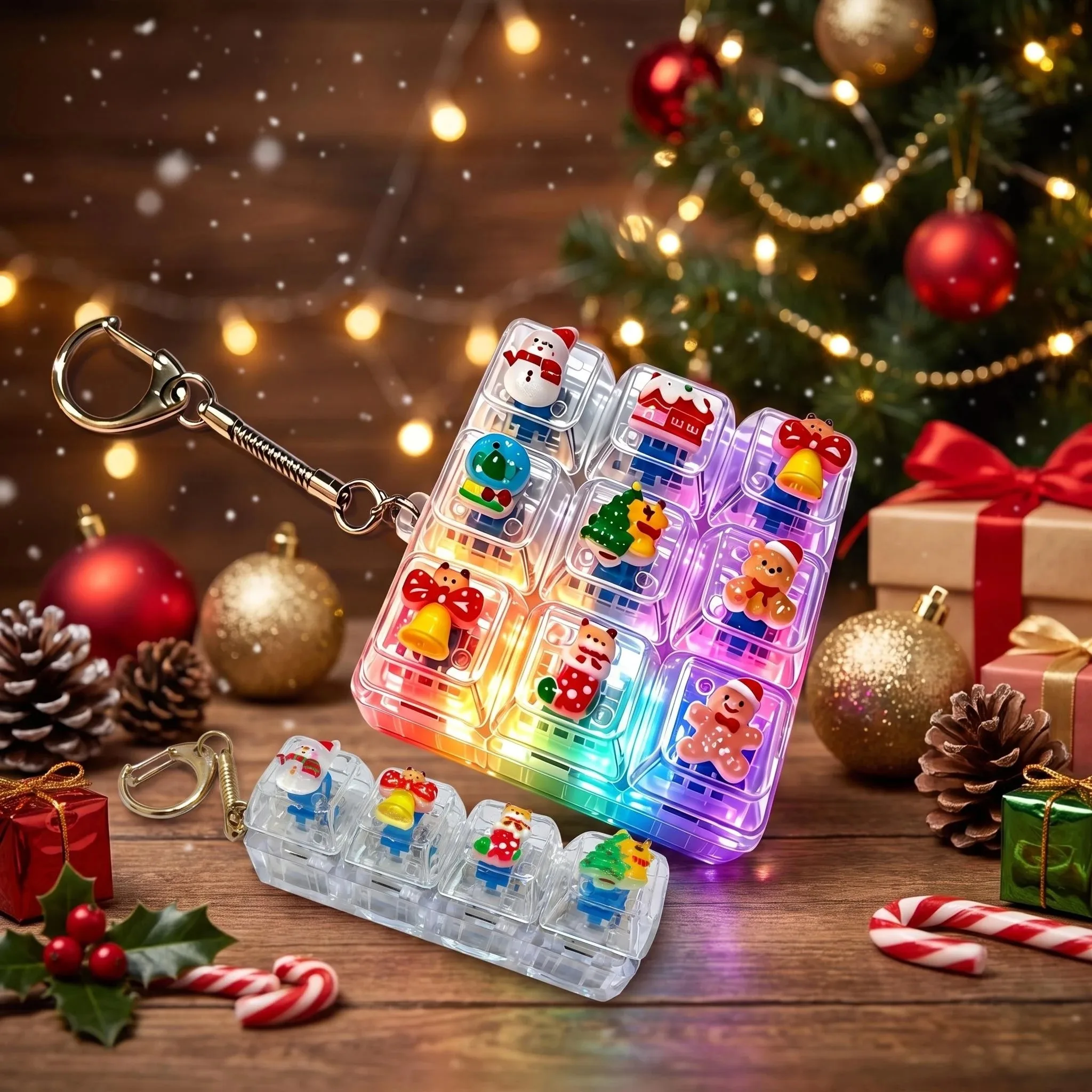 Keychain Fidget  Lightweight Stress Relief  4 Key Fidget Clicker Christmas Themed Christmas Themed Fidget  For Study