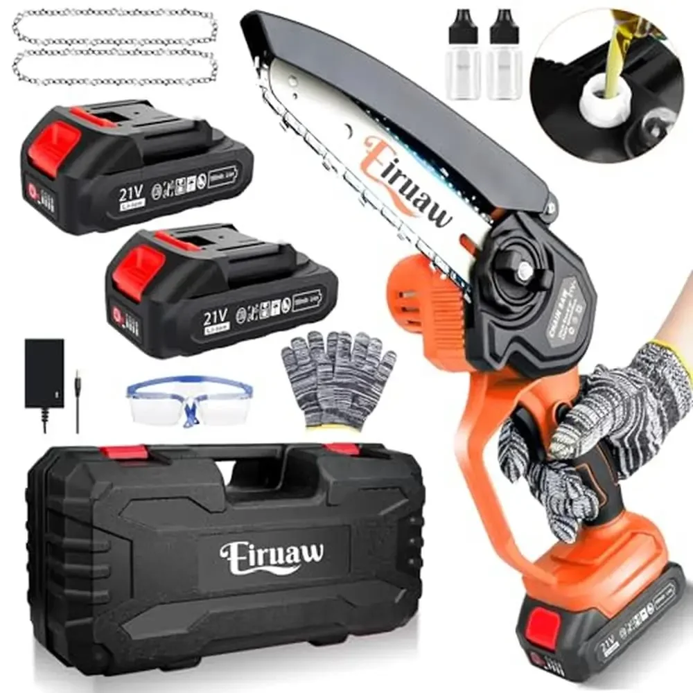 

Portable Electric Pruning Saw 6-INCH Cordless Chainsaw Battery Powered Chain Saw Tree Branches and Logs Lightweight and Powerful