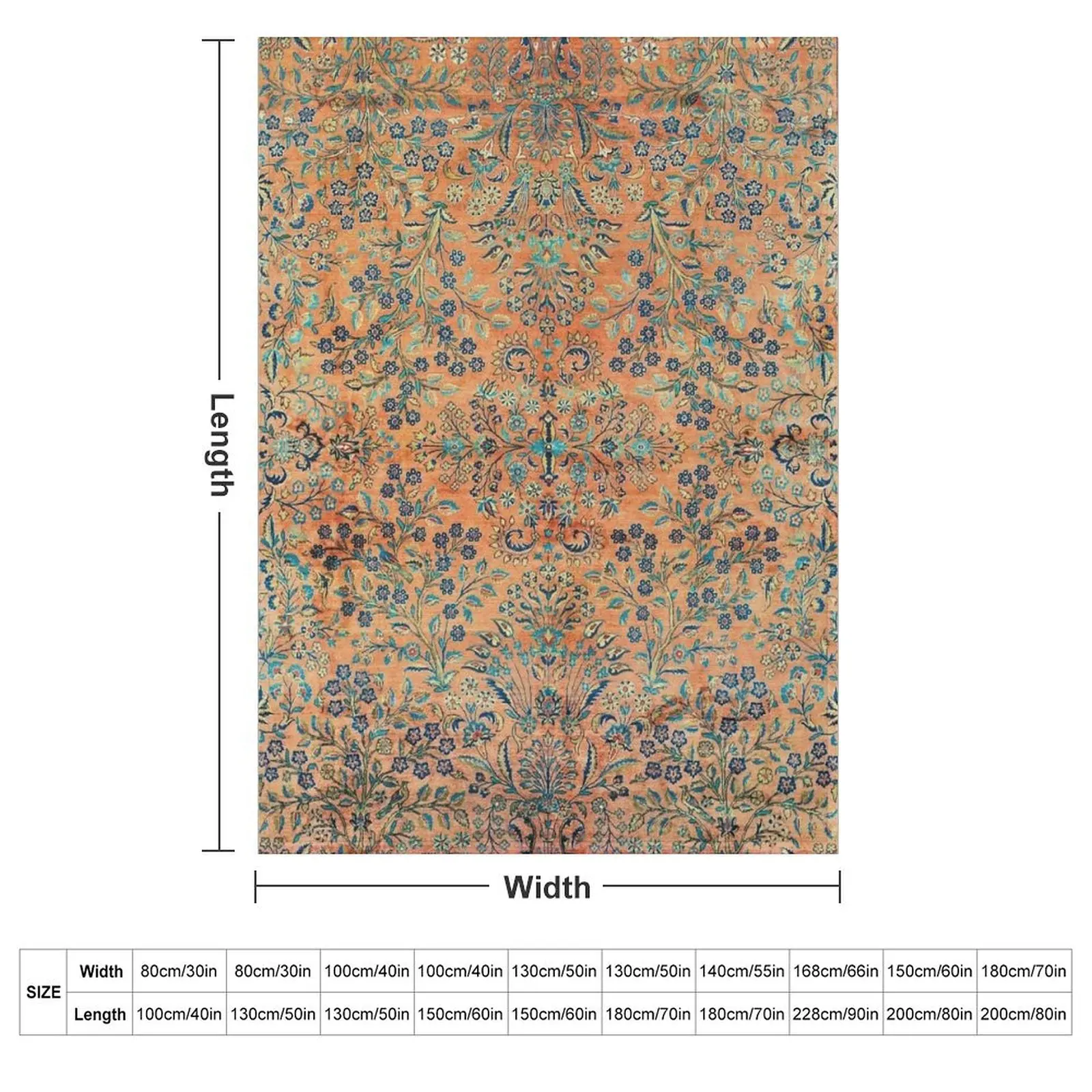 Manchester Kashan Floral Persian Carpet Print Throw Blanket Kid'S Decorative Sofas Furrys Plaid on the sofa Blankets