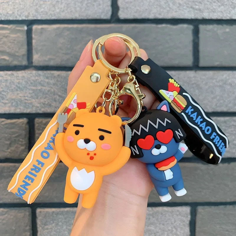 Korean Ins Kuka Silicone Keychain Car Key Ring Bag Accessory Small Animal Toy Peach Gift