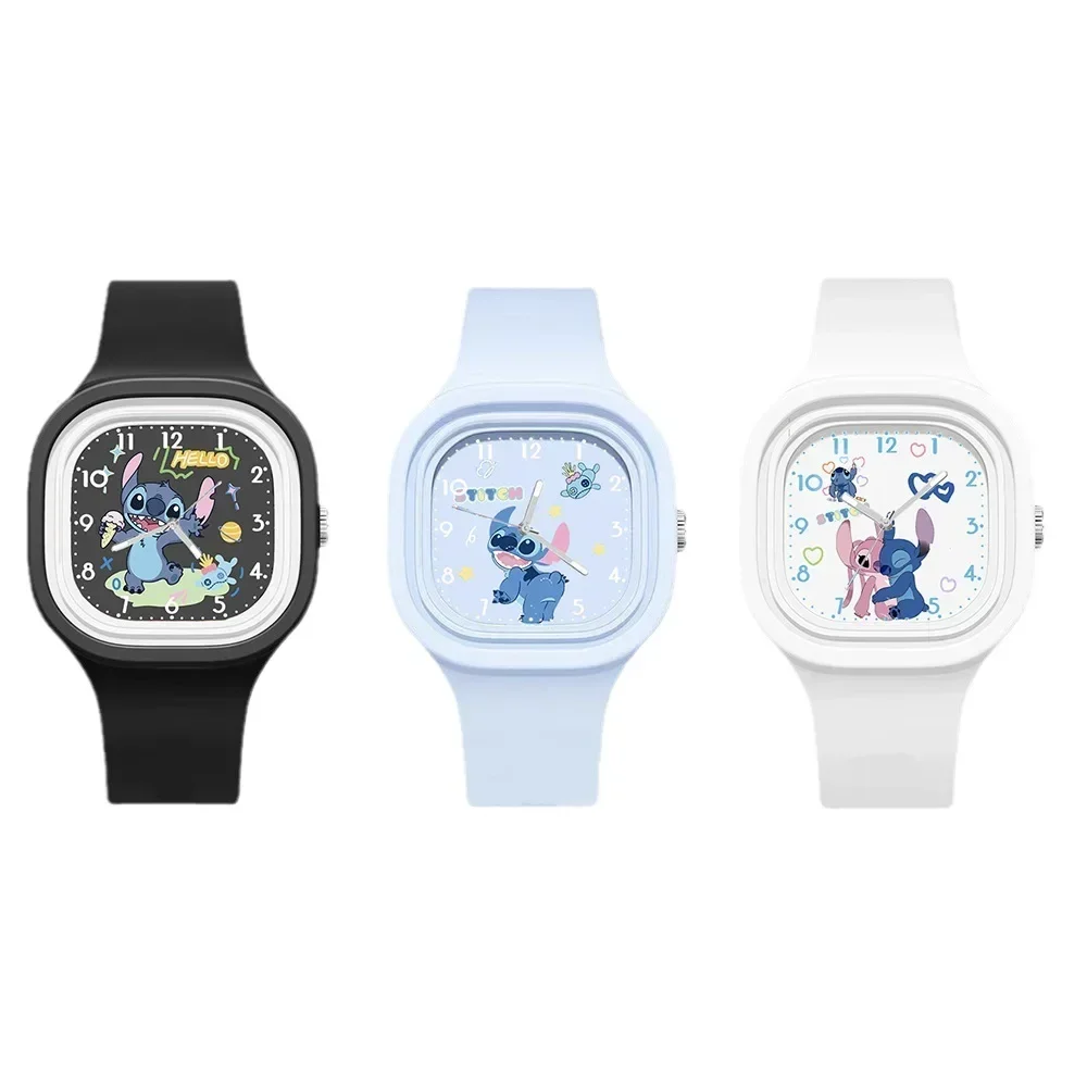 MINISO Disney Watch Kawaii Anime Lilo & Stitch Children Watchs Sports Silicone Watch Cartoon Mickey Minnie Watch Kids Toy Gifts