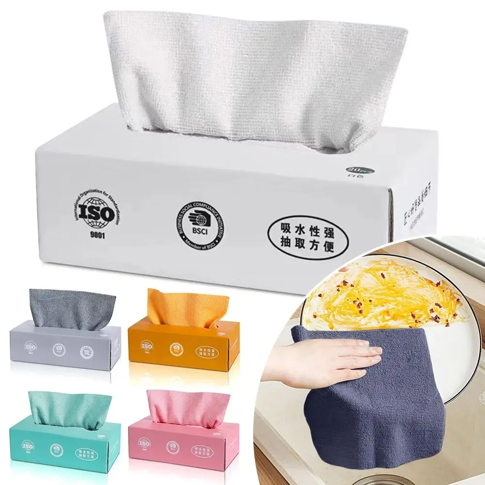 20pcs/box Absorbent Microfiber Kitchen Cleaning Towel Non-stick Dish Cloth Rags Napkins Tableware Home Cleaning Towels