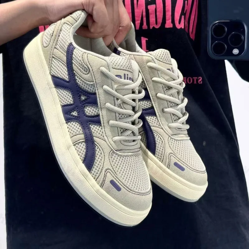 

Men's Fashion Trend Casual Shoes 2025 Spring Mesh Breathable Canvas Shoes Comfortable Versatile Shoes Thick Sole Chunky sneakers