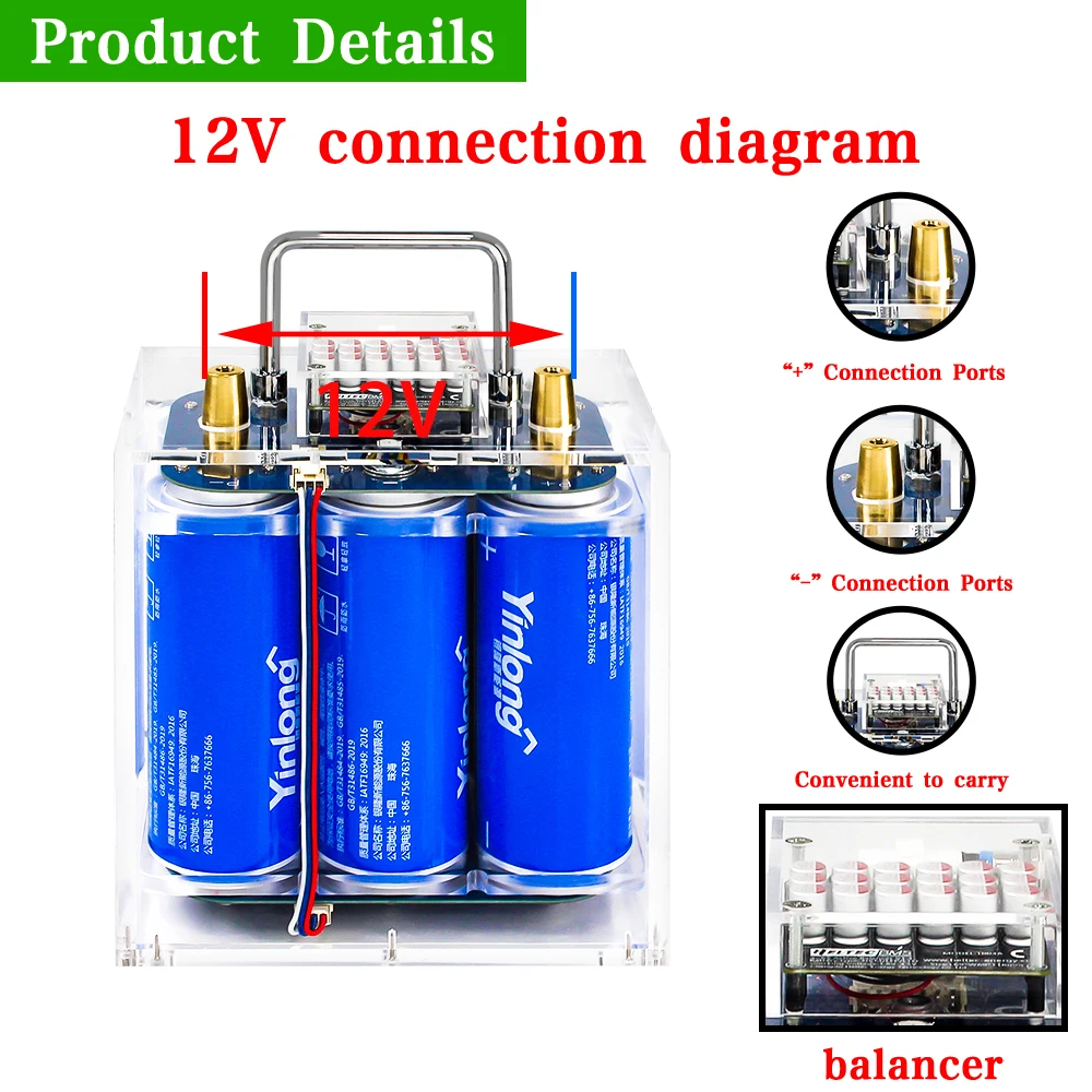 Yinlong Original 12V LTO Battery Pack 40Ah 6S1P 25000+ Cycles 450A 1