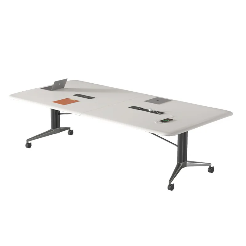 Blister folding conference table Movable long table Modern minimalist desk Office meeting with wheels