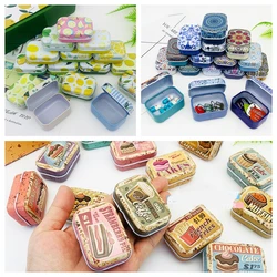 10Pc New Cartoon Flower Tin Box Mermaid Cake Pattern Small Jewelry Needle Storage Boxes House Decoration Collectables Display