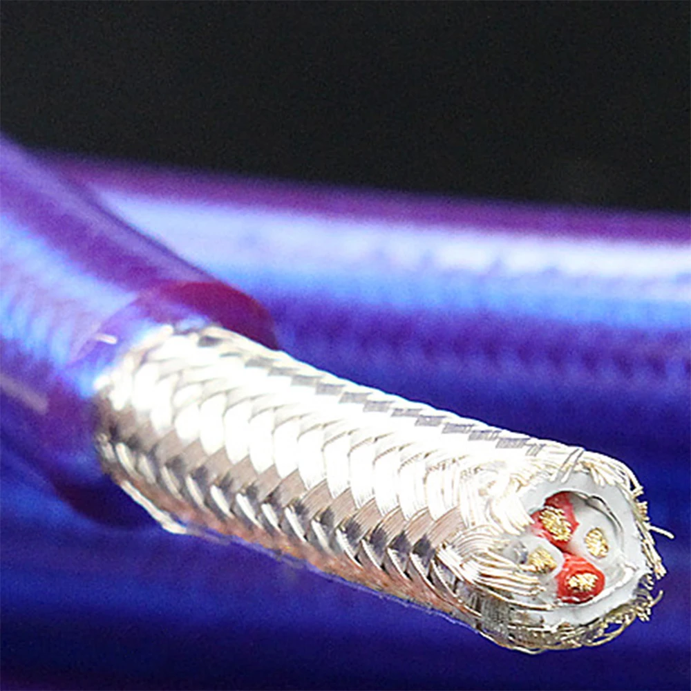 Audiophile Grade Silver-plated 4 Core Audio Wire Signal Cable Four-core Out Diameter 8mm Purple Loose Wire With Shieled