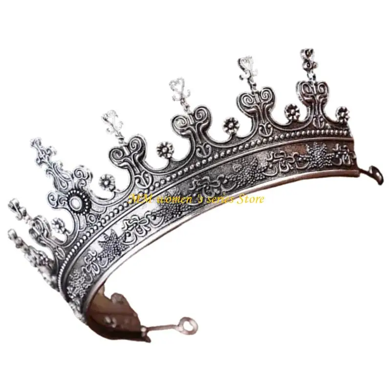 Q39c Women Metal Crowns Haarband met barokke design kroonstuk voor banket- en bruidsdouche huwelijksceremonie viering