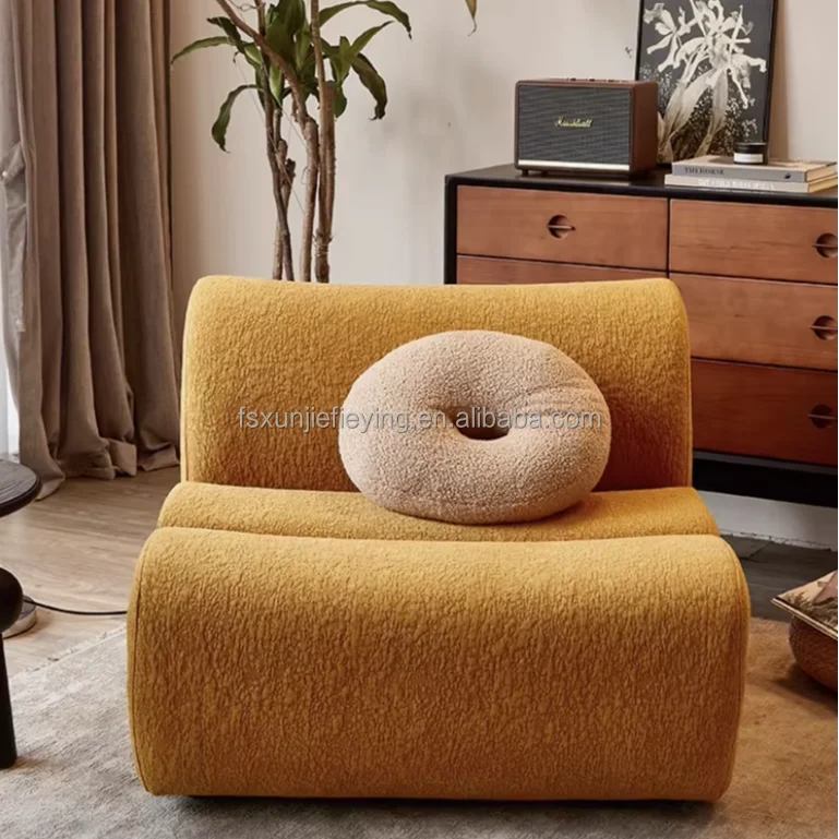 

# French Vintage Cream Style Single Sofa Chair Boho Minimalist Living Room Armchair