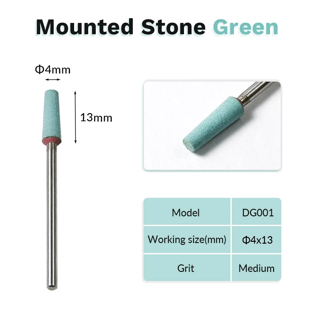 Dental Polishers 2.3mm HP Diamond Stones  Green Medium Grit Denture Lab Grinding DG001 Zirconia And All Ceramics Crown Polishing