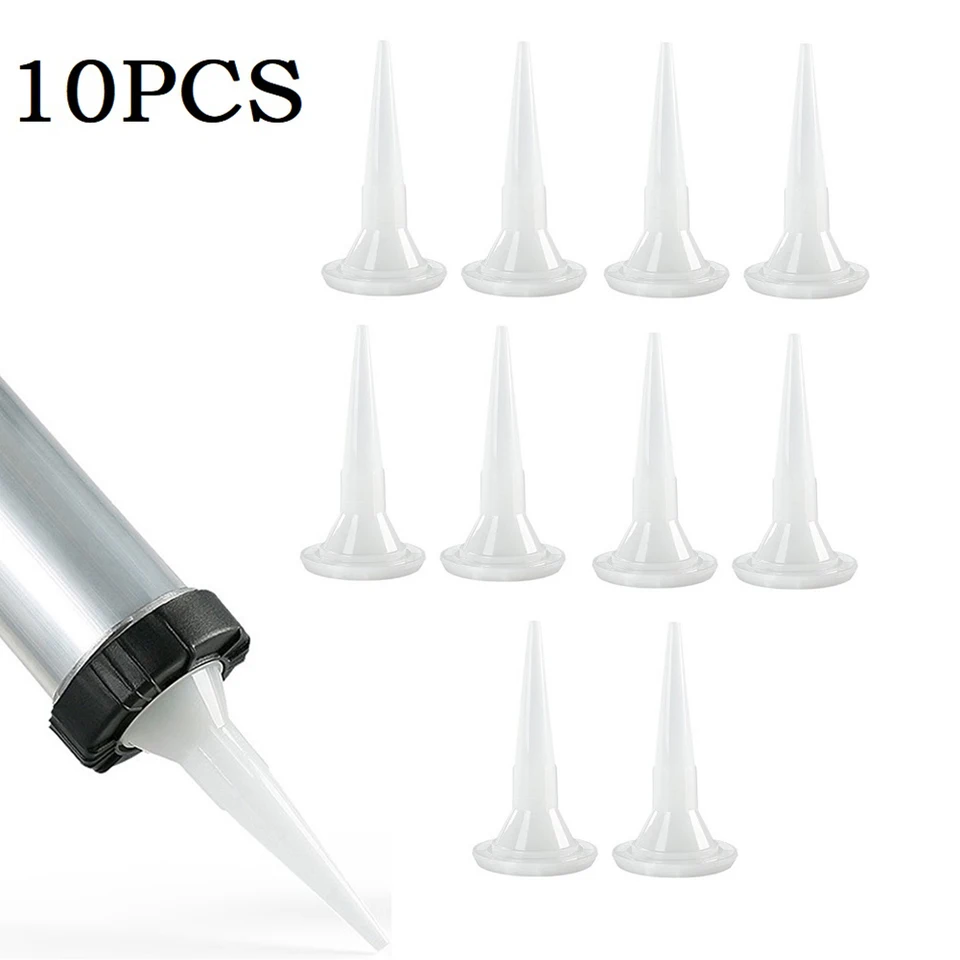 HOMSFOU 200-Pack Plastic Caulk Nozzles – Precision Applicator Tips For Caulking, Grout, Glue & Sealant, White, 3.93" Long