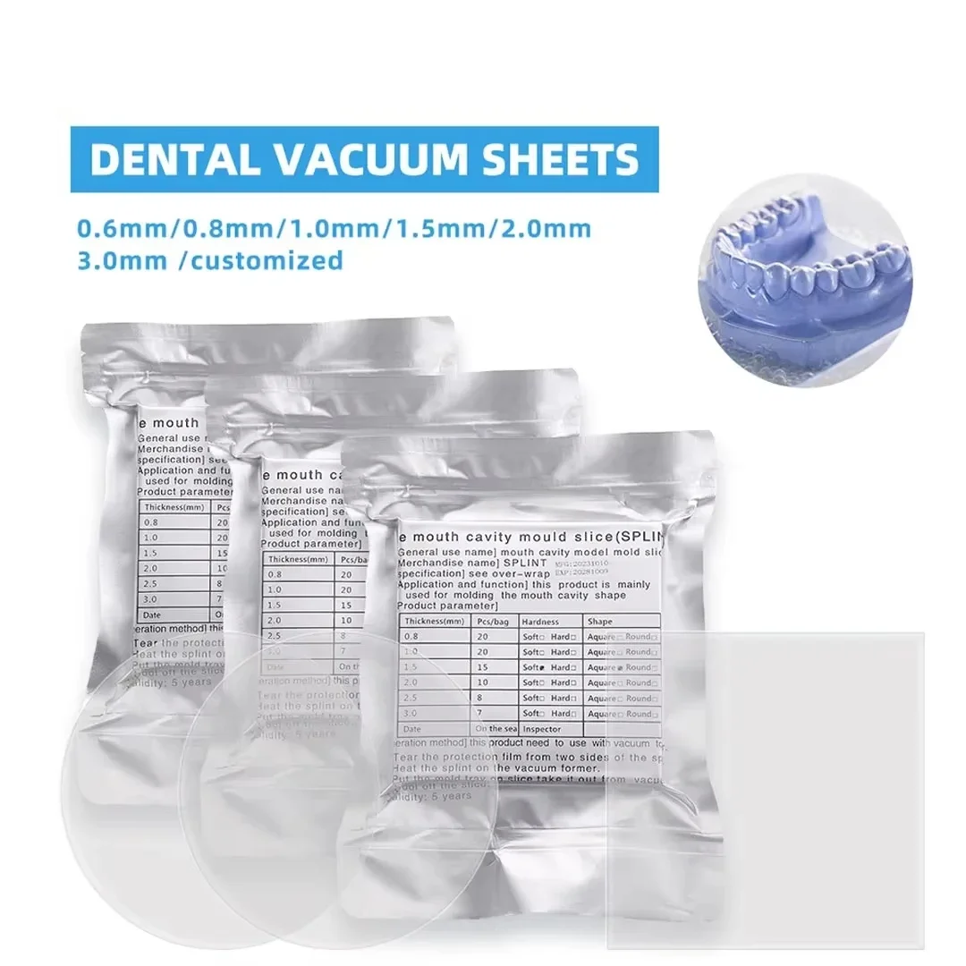 10/15/20 pcs Dental Lab Orthodontic Splint Retainer Slice Vacuum Forming Sheet Soft Hard 1.0/1.5/2.0mm Thermoforming Material