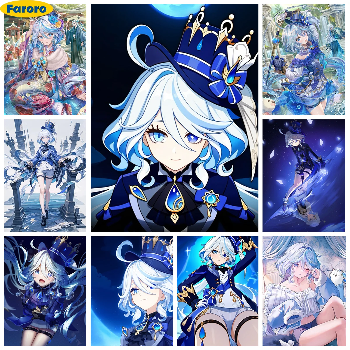 

Furina AB Diamond Painting Kit Genshin Impact Role Poster Diy Diamond Embroidery Game Character Handmade Murals Home Wall Decor