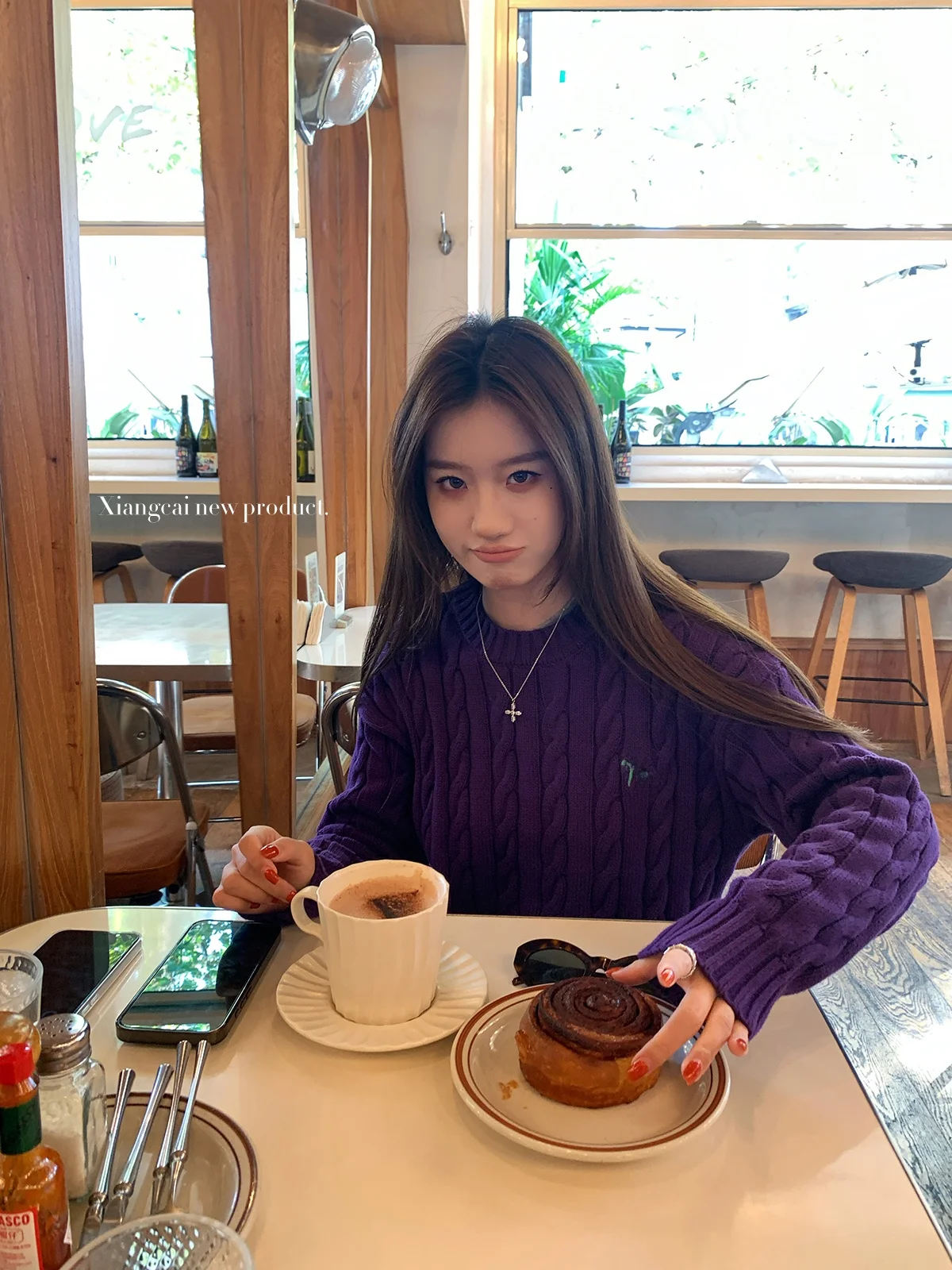 

Loose Fit round Ne Pullover Sweater Women's Casual Comfortable Spring Knitted Top Purple Color Simple Sle Long Sve