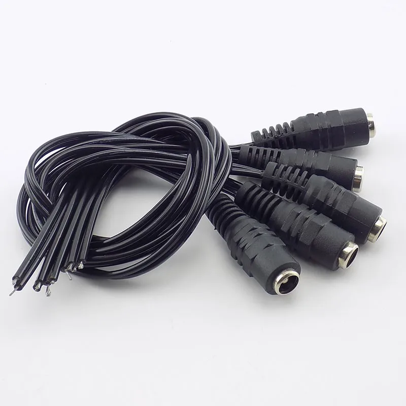5pcs DC Power Female Cable 12V Plug DC Adapter Cable Plug Connector for CCTV Camera LED Strip Plug 5.5*2.1mm B5