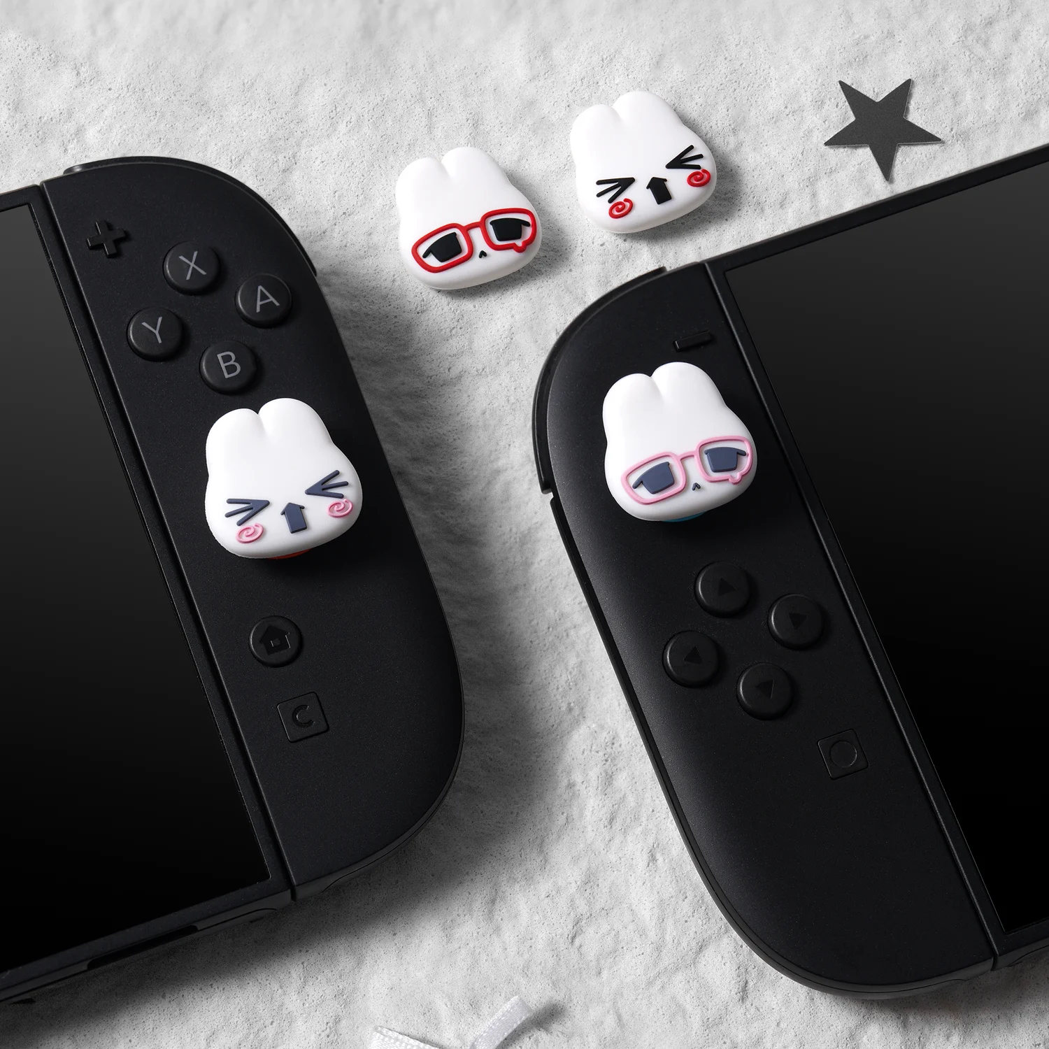4Pcs Silicone Thumb Grips for Switch 2 – GeekShare NS2 Cute Original Design Joystick Caps , Retro Bunny