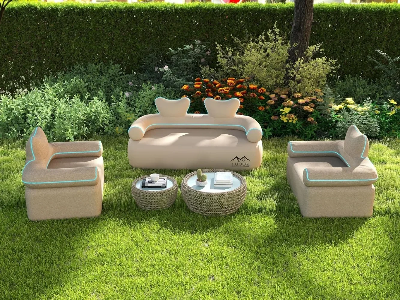 Blow up Couch Inflatable Chair Air Sofa Couch with Portable Air Pump Inflatable Sofa Camping Chair Couch