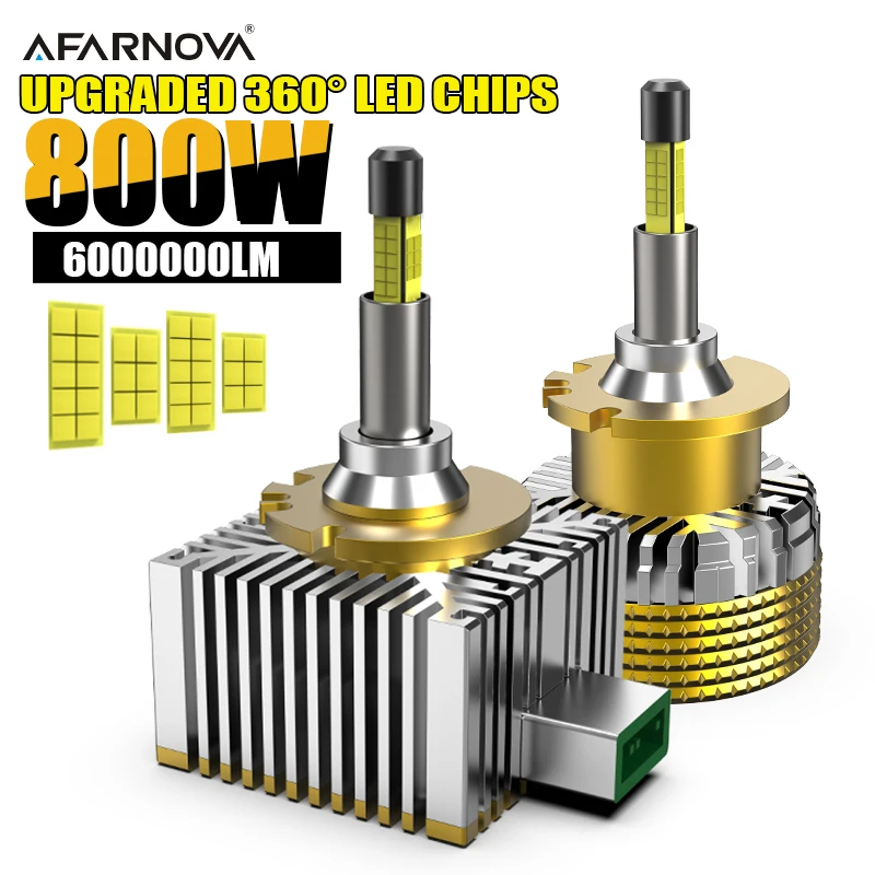 

360 D1S D3S Светодиодные фары 1:1, автомобильные лампы Plug&Play HID D2S D4S D4R D1R D2R D3R Turbo 6000000LM, четырехсторонние лампы CSP, чип 6000K