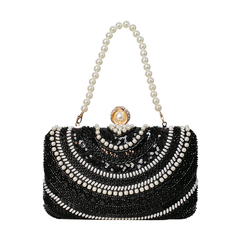 

2025 New Elegant Pearl Evening Bags Diamond Women Bag Luxury Chain Shoulder Crossbody Bags Party Wedding Clutch