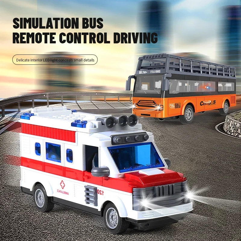 

1/30 Rc Car 4Ch Remote Control Tour Bus with Light Simulated Radio-control Sightseeing Bus Electric Model Children Xmas Gift