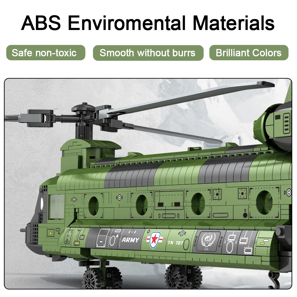 Aircraft Series Chinook Helicopter Building Blocks Model Famous WWII Military Fighter MOC Brick Sets Boys Toys Gift For Children