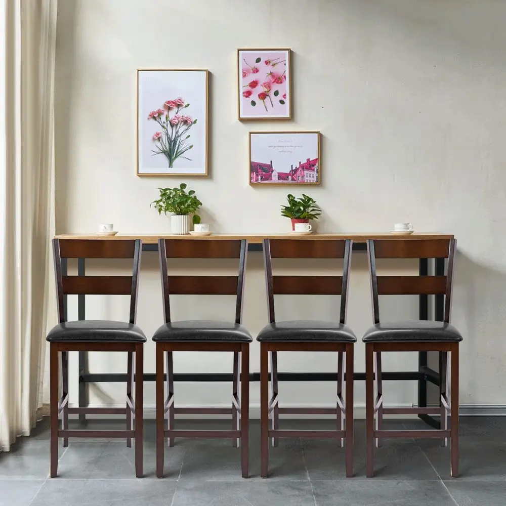 25 Inch Counter Height Bar Stools Set of 4 with Back and Footrest