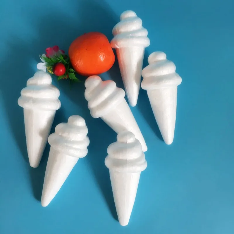 

7 Pcs Ice Cream White Embryo Decorative Foam Shapes Scoop Craft Wedding Supplies