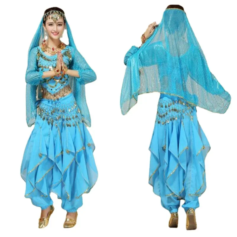 Belly Dancing Bollywood Dance Costumes Rose / Red/ Blue/purple/yellow/sky Blue Indian Dance Costumes