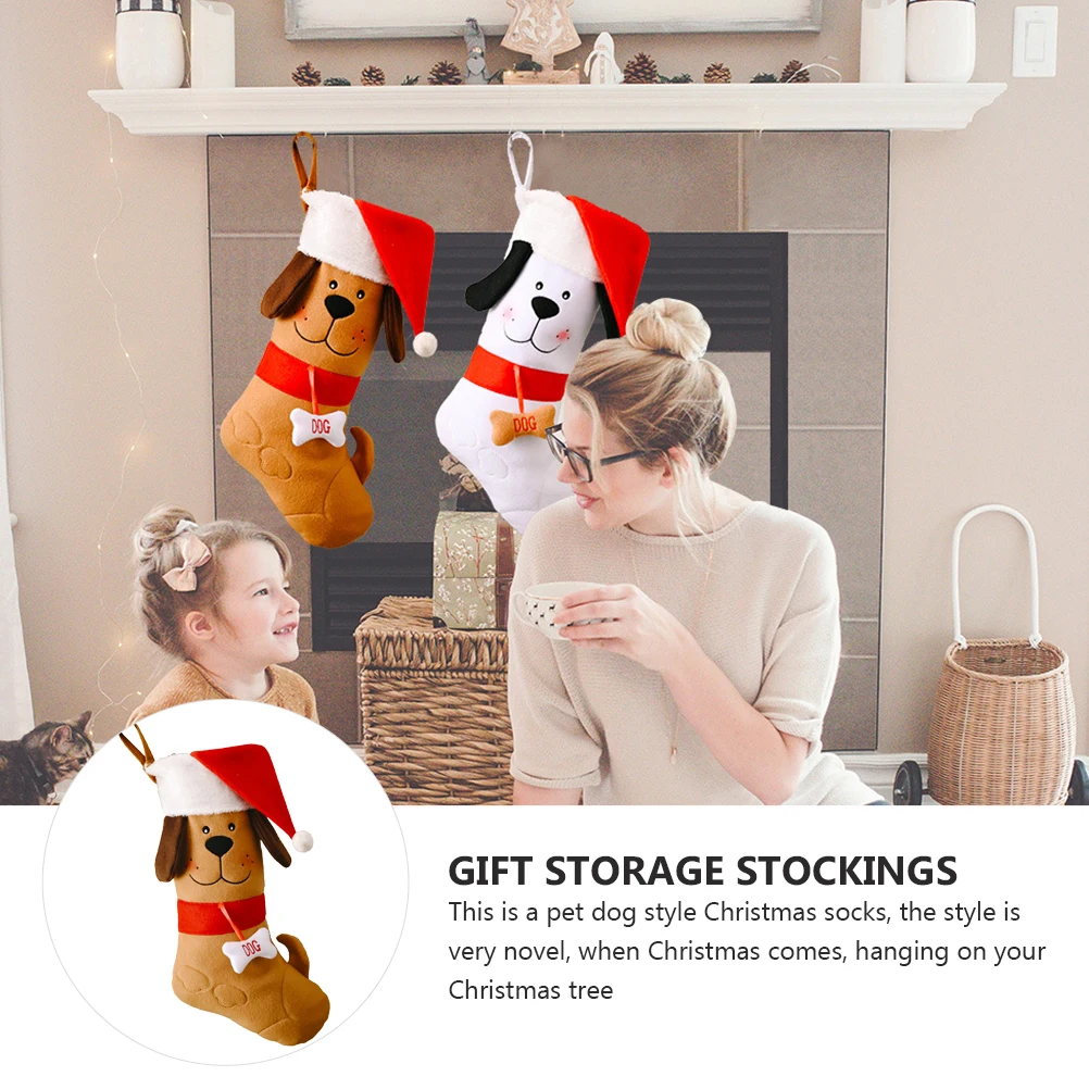 

1Pcs Dog Bone Xmas Gift Storage Socks Hanging Christmas Stocking Candy Packing Pendant Bag Candy Storage Socks