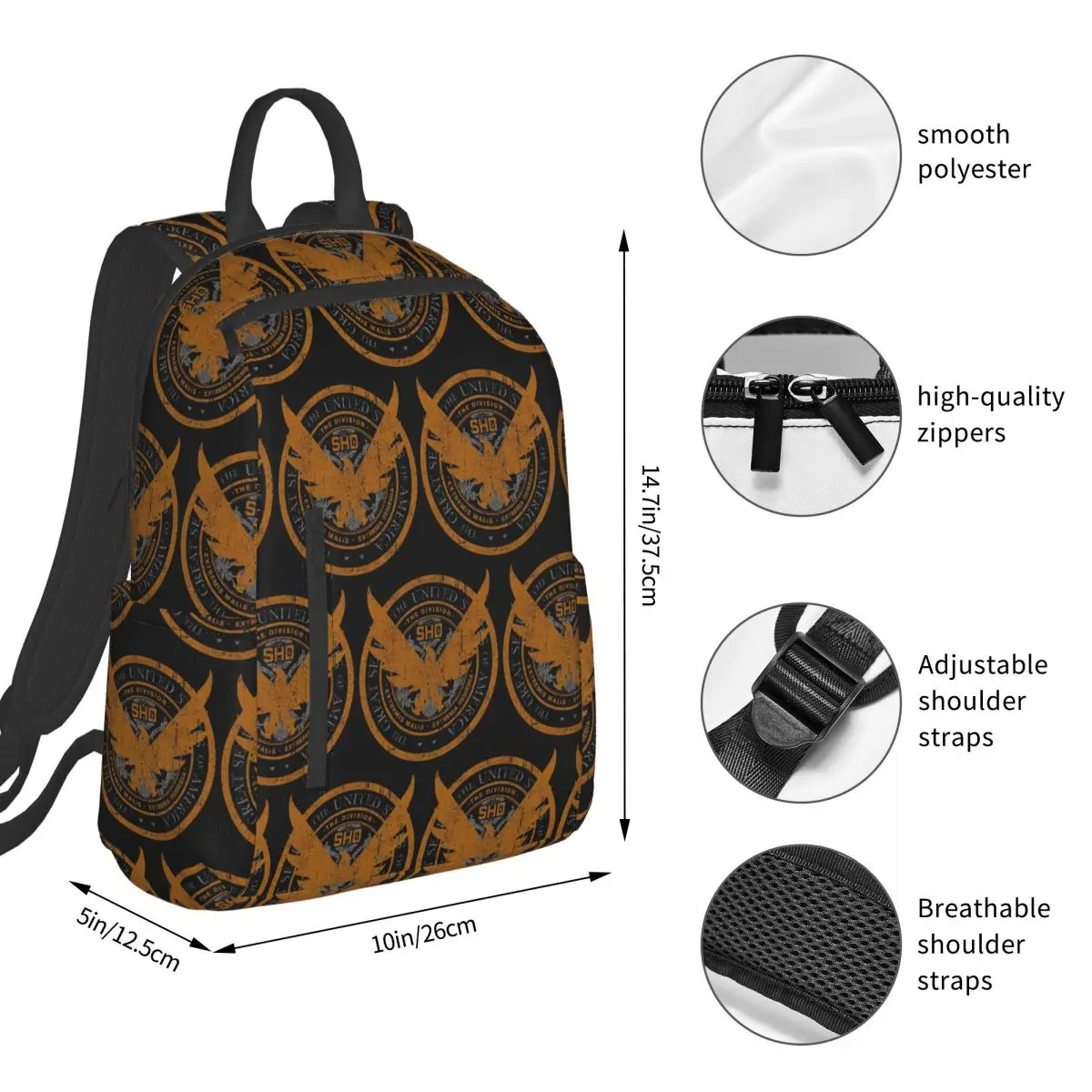 Game Tom Clancys The Division SHD Seal Backpack Daypack Large Capacity Kids BookBag School Bag Shoulder Bags for Men Women view 4