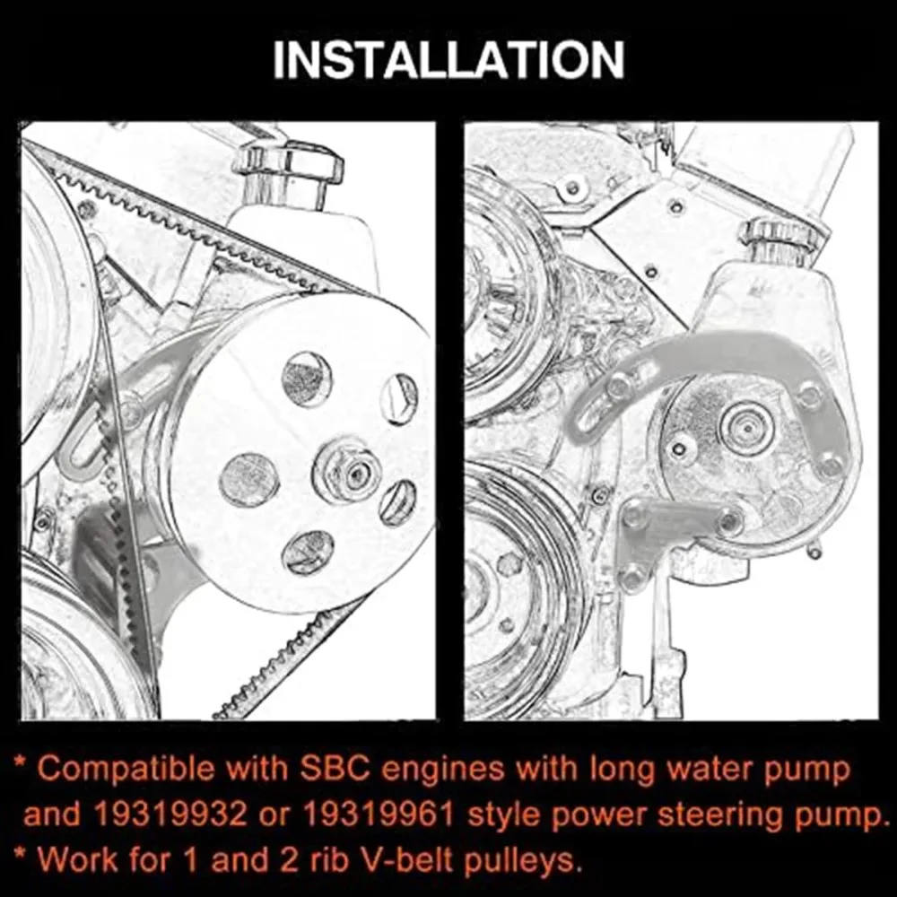 

#252H Power Steering Pump Bracket for Chevrolet 350 Small Block LWP 551522 (Silver)