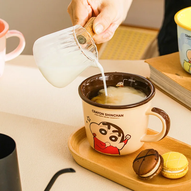 340Ml Kawaii Crayon Shin-Chan Ceramic Cup Cartoon Student Breakfast Oatmeal Milk Mug Cute Water Drink Cups Toys Girls Gifts