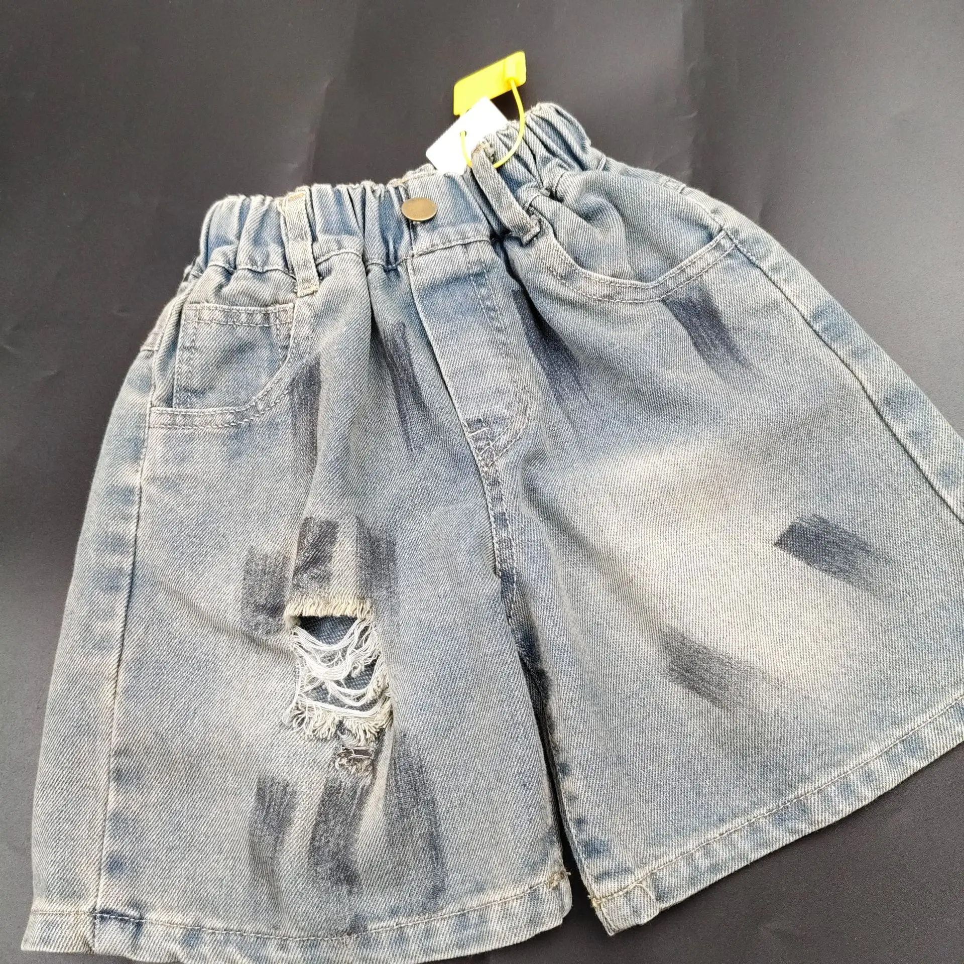 Boys' Denim Shorts Children's Ripped Hole Jeans Children's Clothing Handsome and Perforated Five Quarter Pants Trend 2-10Years