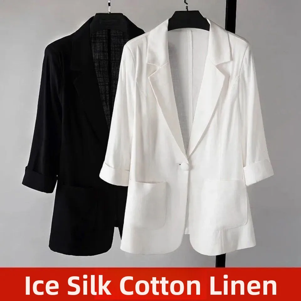 سترة نسائية صيفية بقصة ضيقة من Jaet كورية Sle كاجوال رفيعة Sve Top Seven Sve للحماية من الشمس irt Fem الجزء العلوي من الجسم