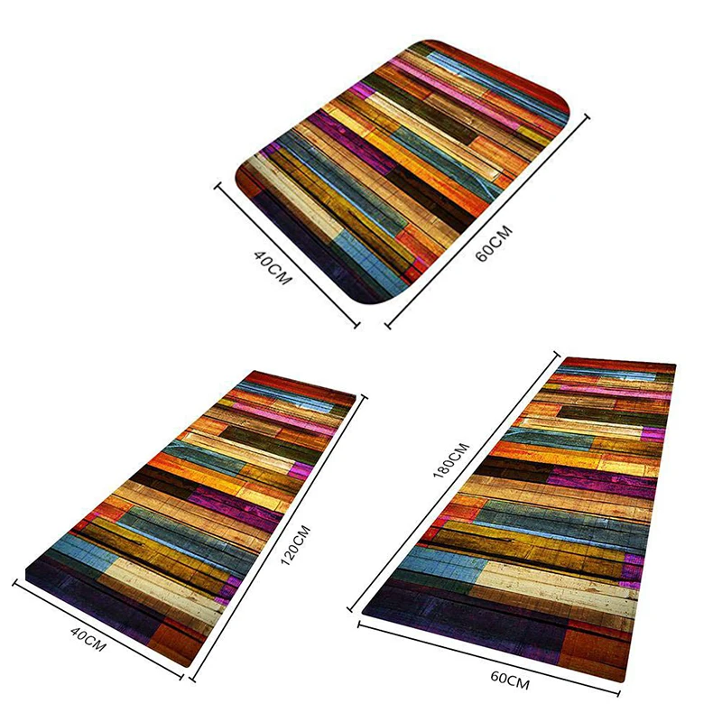 Colourful Bathroom Kitchen Carpet Hallway Doormat Anti-Slip Carpet Absorb Water Kitchen Mats Bath Mat Wood Pattern Floor Mat